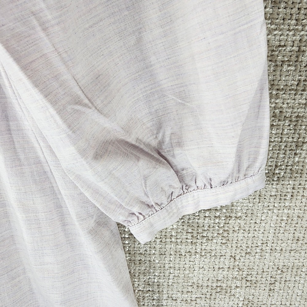 Madewell Long Sleeve Ruffle Dress Womens 10 Pale Lavender Cotton Blend Cottage - Picture 5 of 13